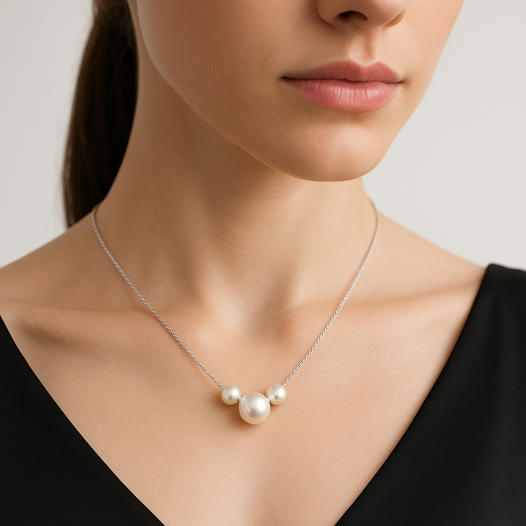 Triple Pearl Grace Chain Pendant - MIOR JEWELS