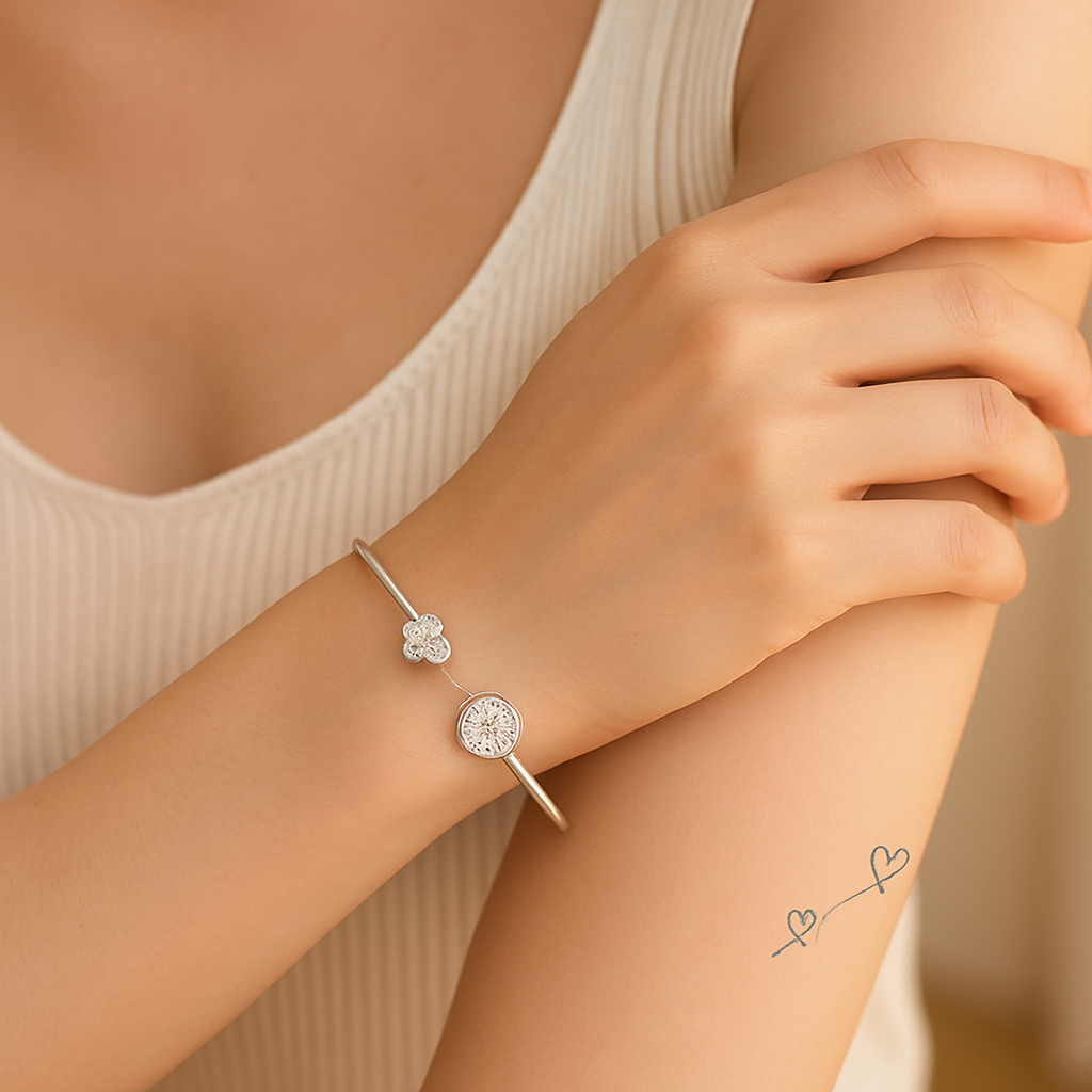 Crystal Flower Bangle - MIOR JEWELS