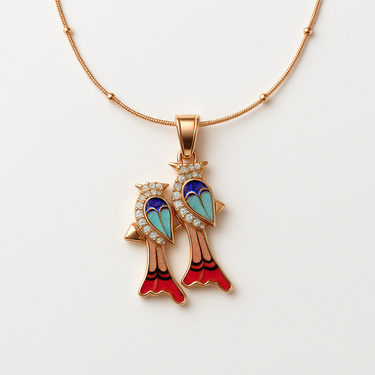 Colourful Parrot Rose Gold Pendant - MIOR JEWELS