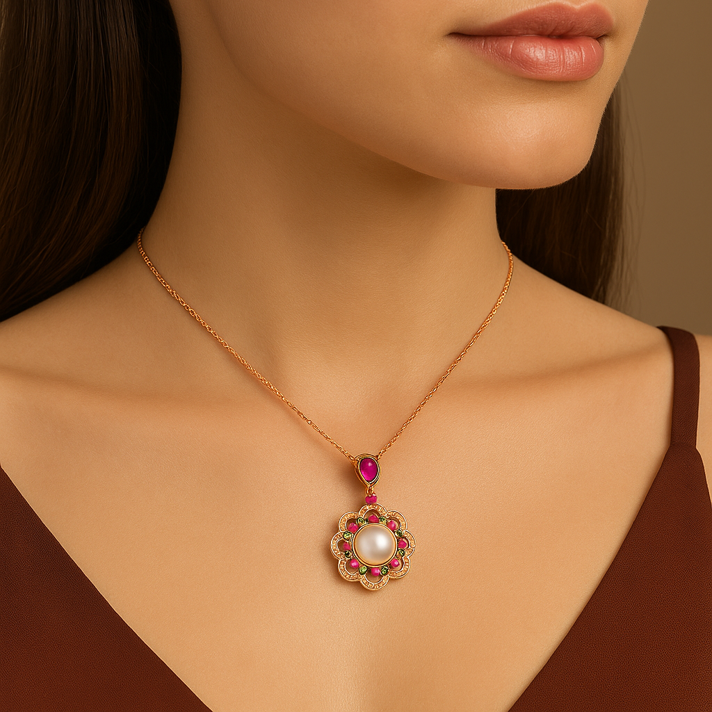 Royal Pearl Rose Gold Chain Pendant