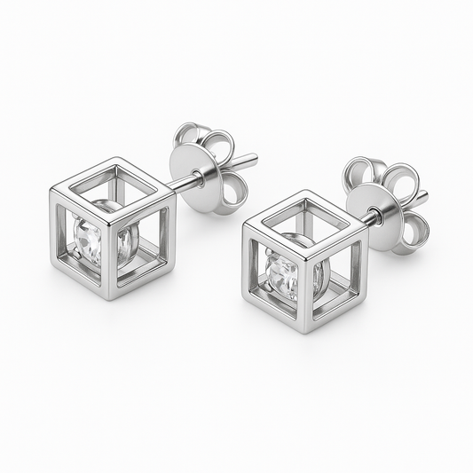 Crystal Cube Studs - MIOR JEWELS