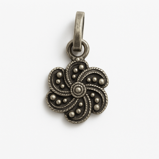 Oxidized Flower Earring with Pendant - MIOR JEWELS