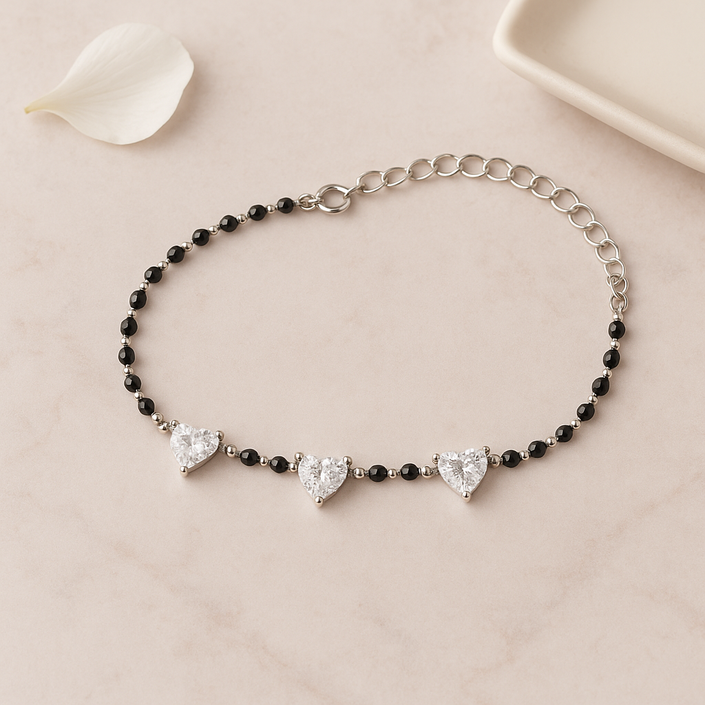 Rose Gold Hearts Triple Layered Nazaria Bracelet - MIOR JEWELS