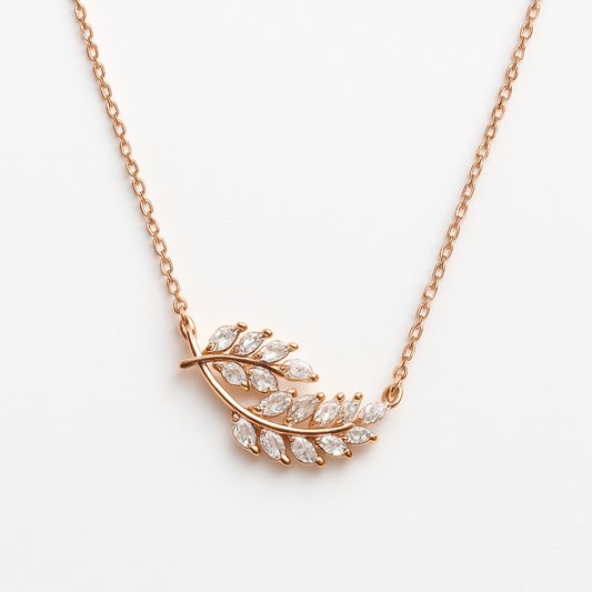 Leaflet Charm Rose Gold Chain Pendant