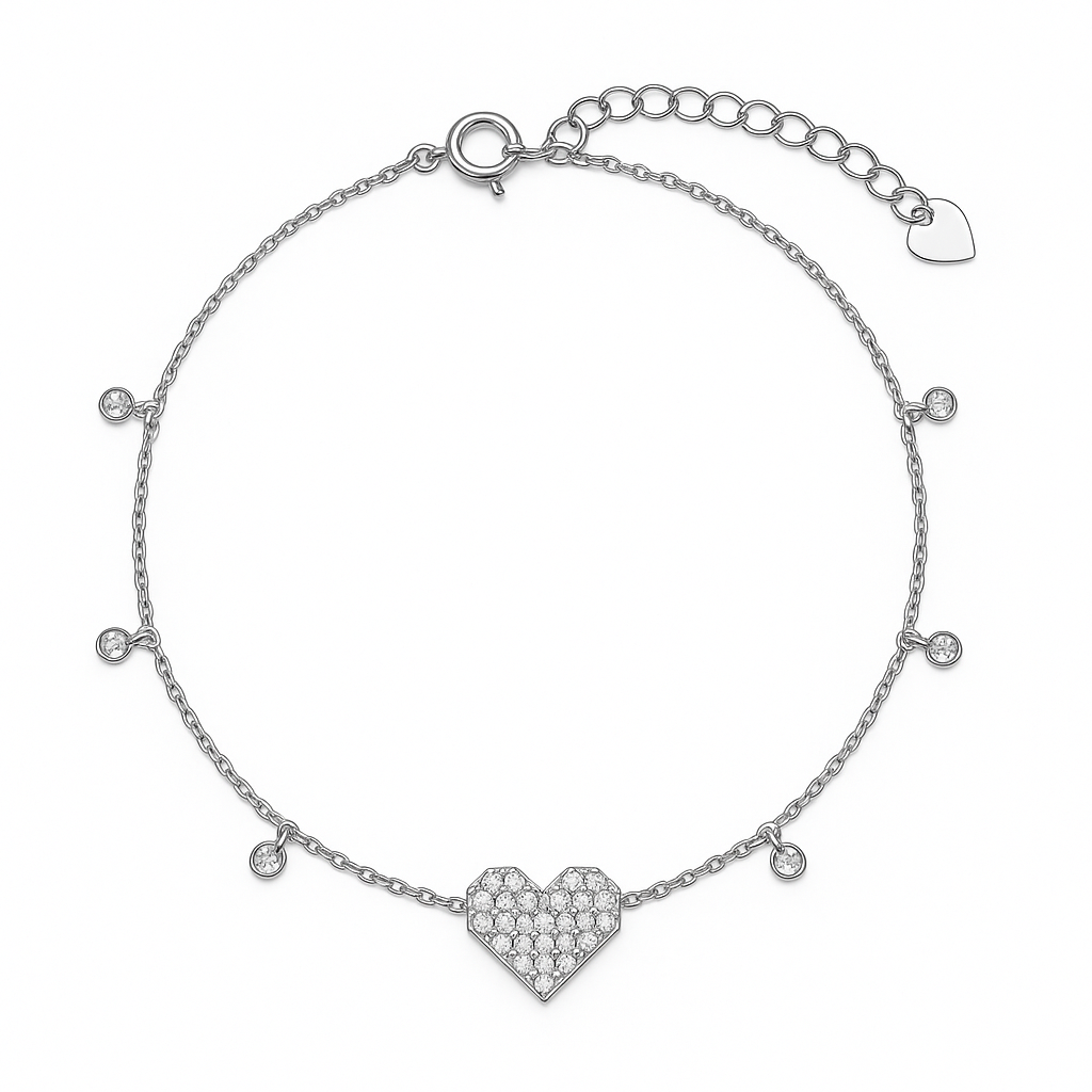 Sparkling Heart Anklets Pair - MIOR JEWELS