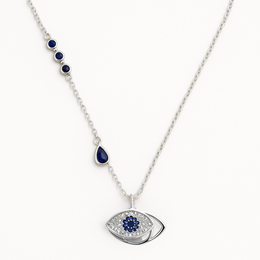 Ocean Drop Evil Eye Chain Pendant - MIOR JEWELS
