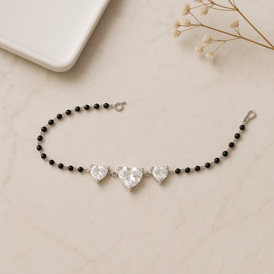 Rose Gold Hearts Triple Layered Nazaria Bracelet 2 - MIOR JEWELS