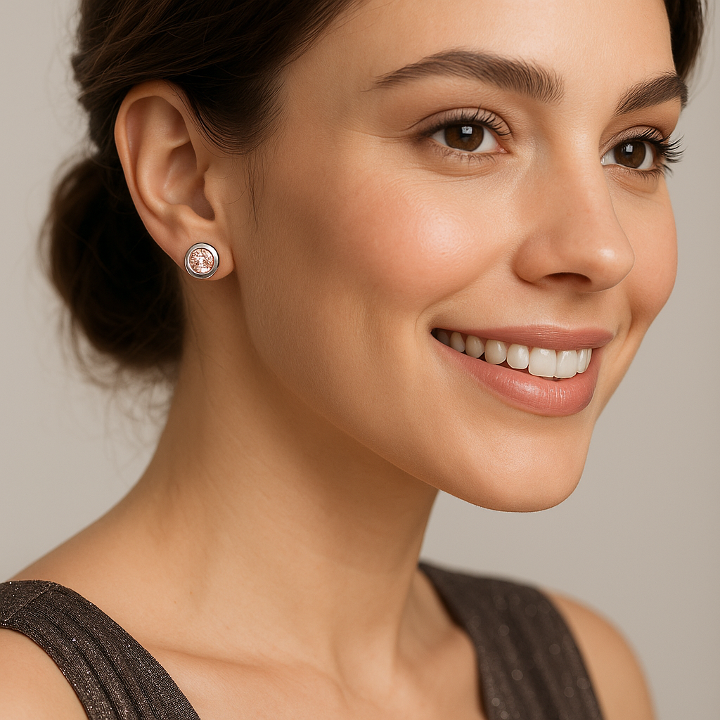 Classic Pink Silver Studs - MIOR JEWELS