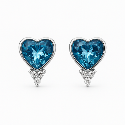 Ocean Heart Studs - MIOR JEWELS