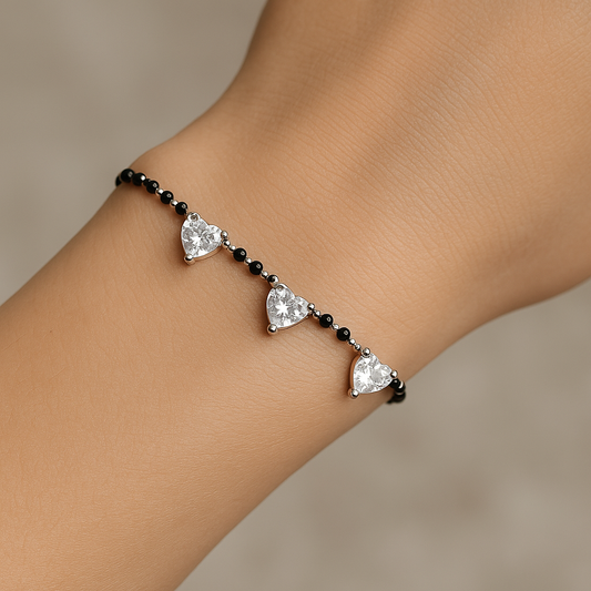 Rose Gold Hearts Triple Layered Nazaria Bracelet - MIOR JEWELS