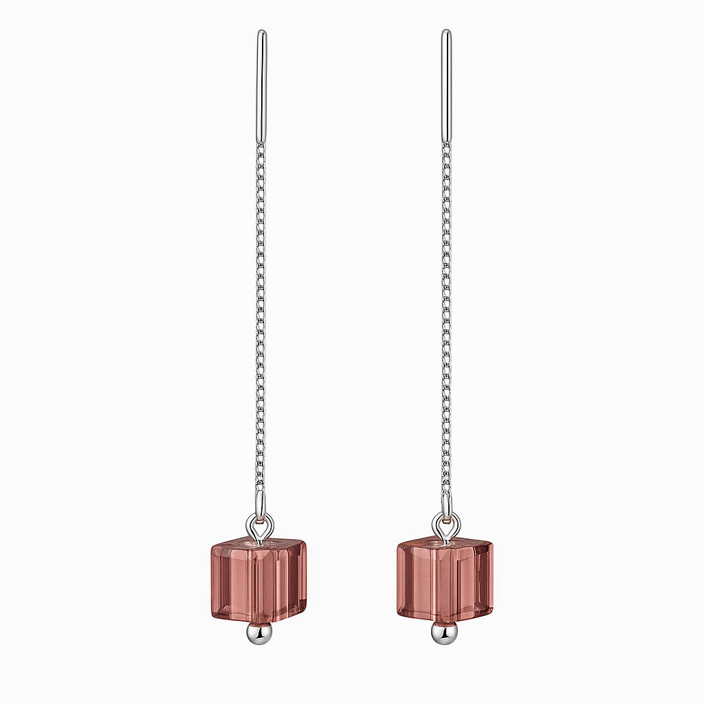 Wine Drop Threader Earrings