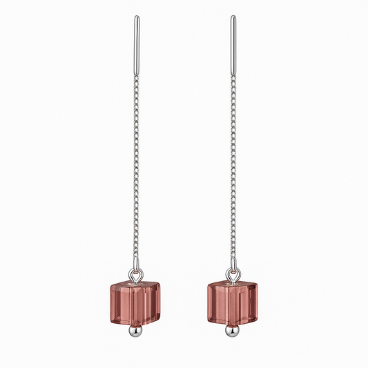 Wine Drop Threader Earrings