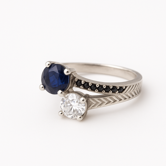 Dual Solitaire Silver Ring - MIOR JEWELS