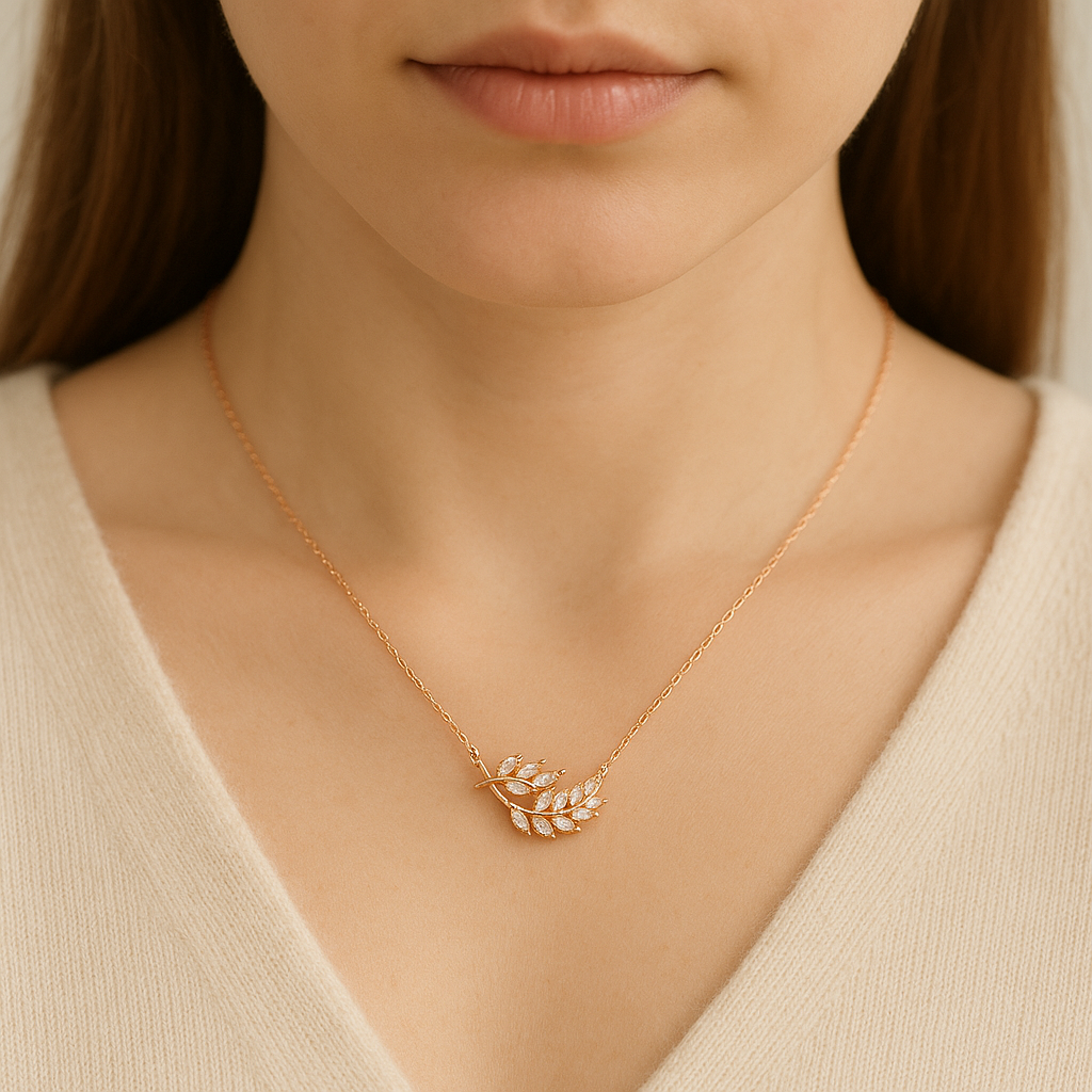 Leaflet Charm Rose Gold Chain Pendant