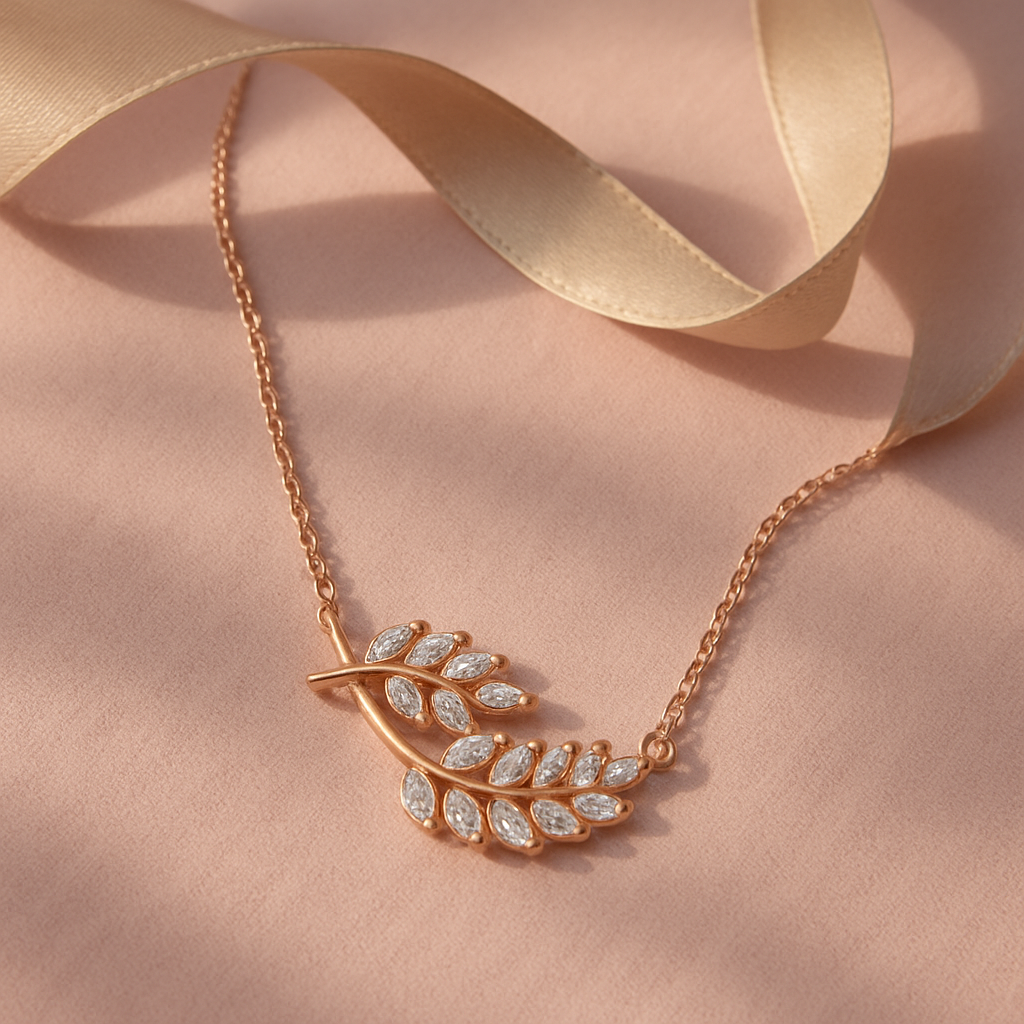 Leaflet Charm Rose Gold Chain Pendant