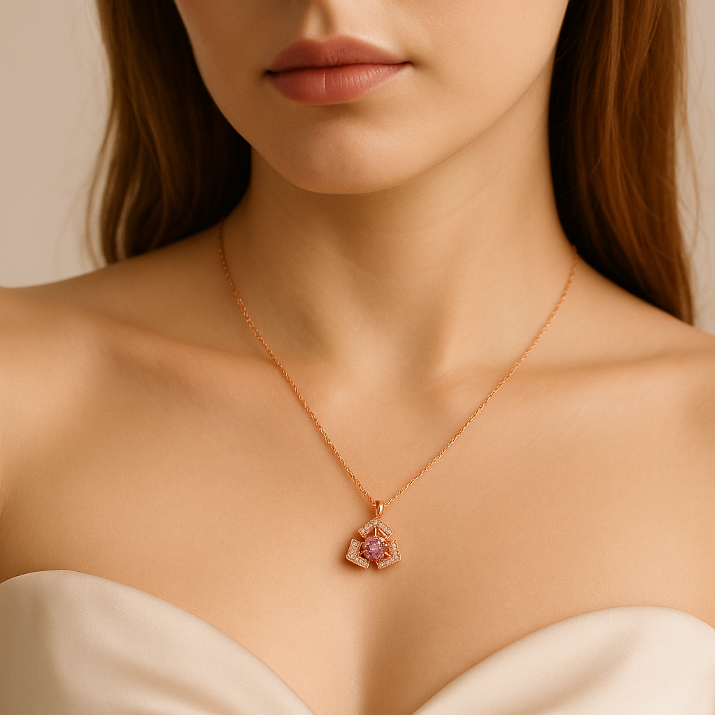 Trilove Spark Rose Gold Chain Pendant
