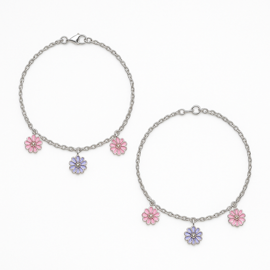 Floral Triplet Anklets Pair - MIOR JEWELS