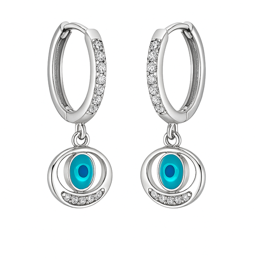 Evil Eye Charm Hoop Earrings - MIOR JEWELS