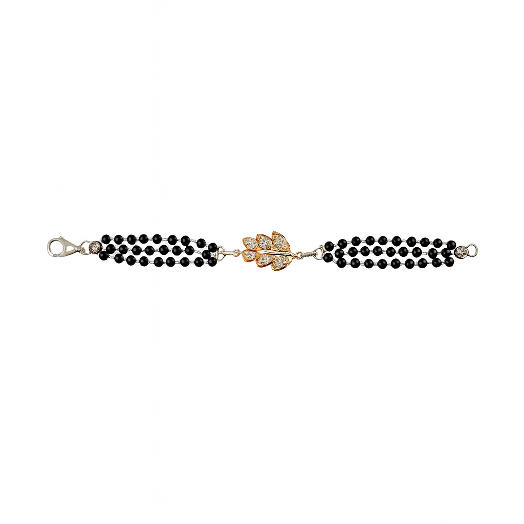 Leafy Glint Rose Gold Nazaria Triple Layered Bracelet - MIOR JEWELS