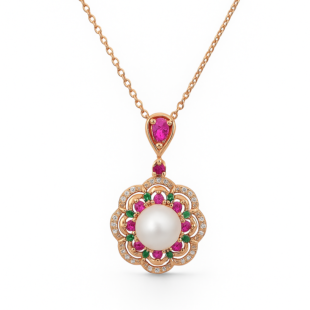 Royal Pearl Rose Gold Chain Pendant