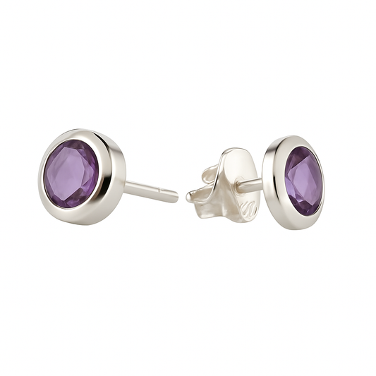 Elegant Purple Silver Studs - MIOR JEWELS