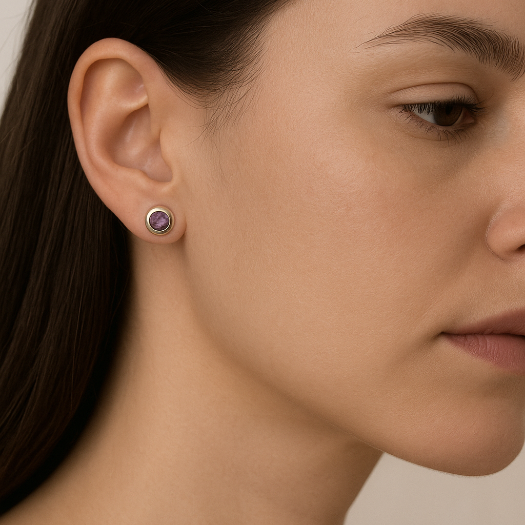 Elegant Purple Silver Studs - MIOR JEWELS