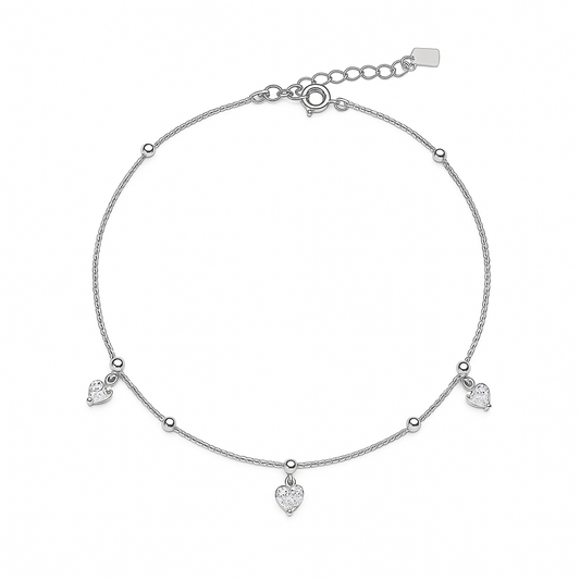 Crystal Hearts Anklets Pair - MIOR JEWELS