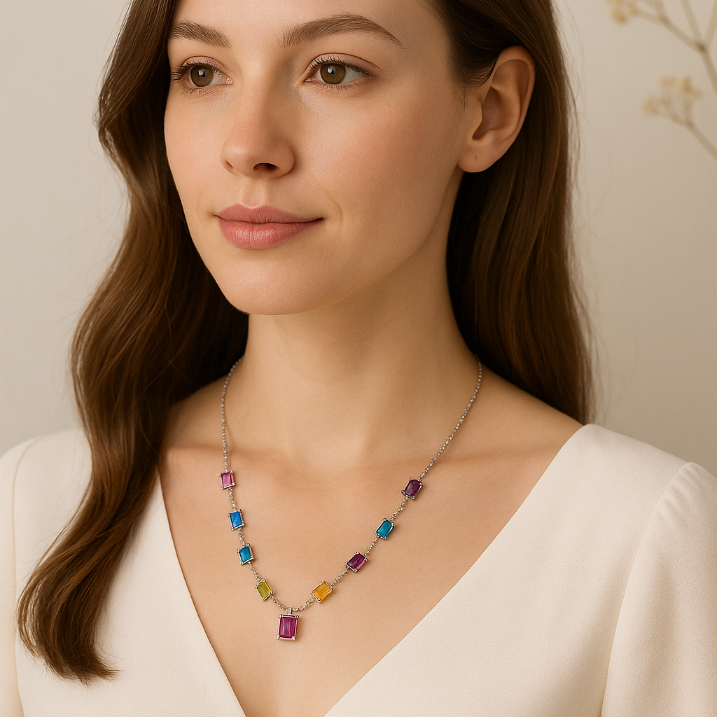 Geometric Stone Chain Pendant - MIOR JEWELS