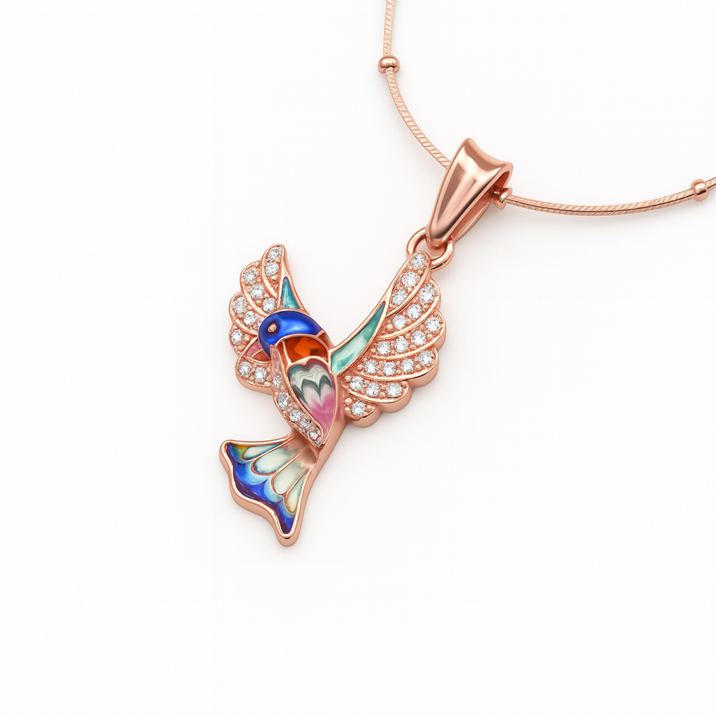 Enamel Parrot Rose Gold Pendant