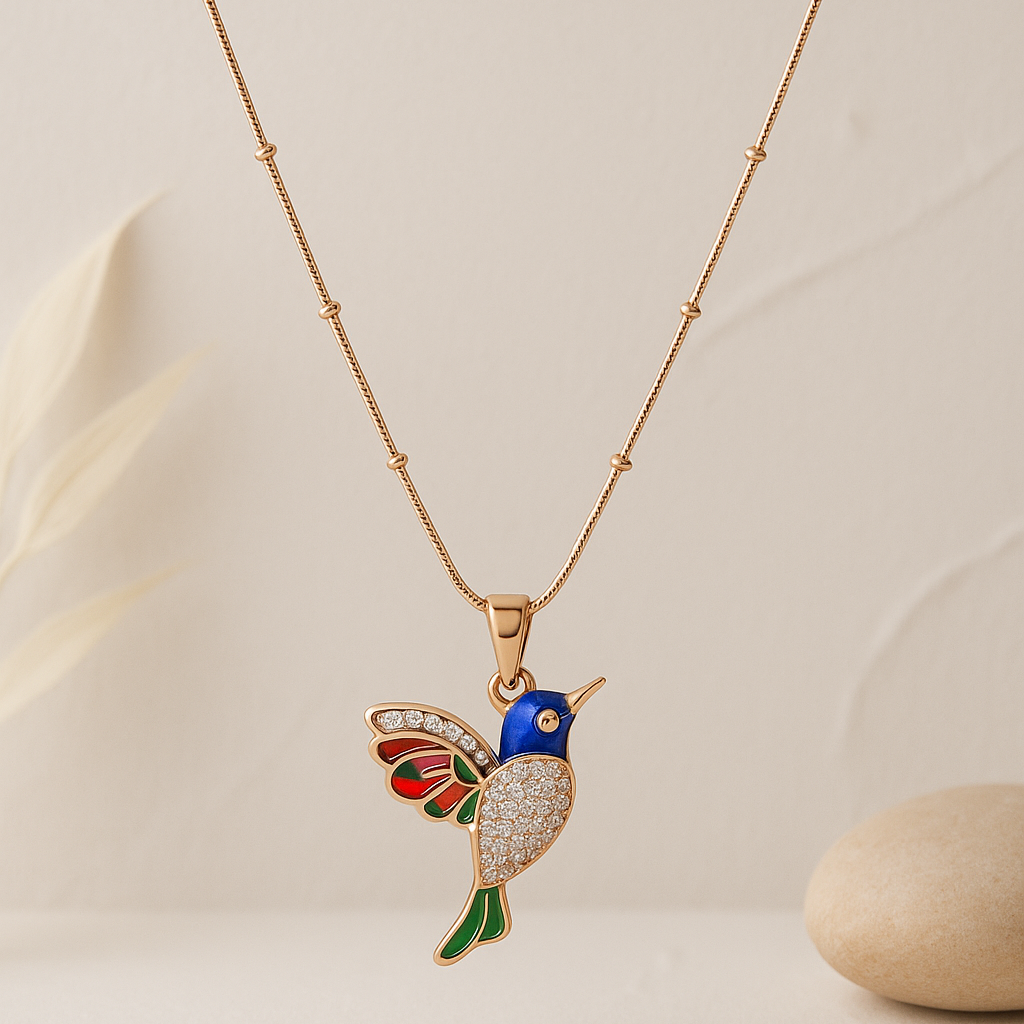 Gleaming Parrot Crest Rose Gold Chain Pendant