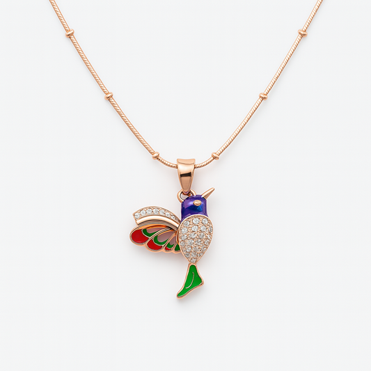 Gleaming Parrot Crest Rose Gold Chain Pendant