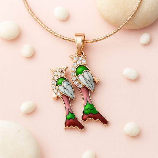 Vibrant Parrot Rose Gold Pendant - MIOR JEWELS
