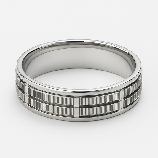 Geometric Mens Silver Band - MIOR JEWELS
