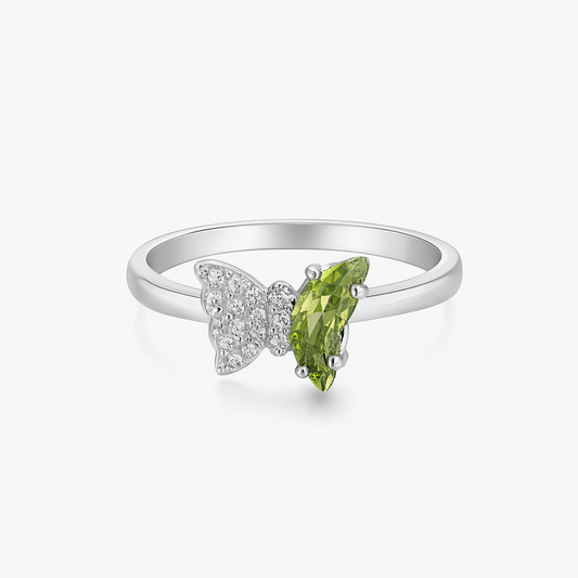 Jade Glow Butterfly Ring