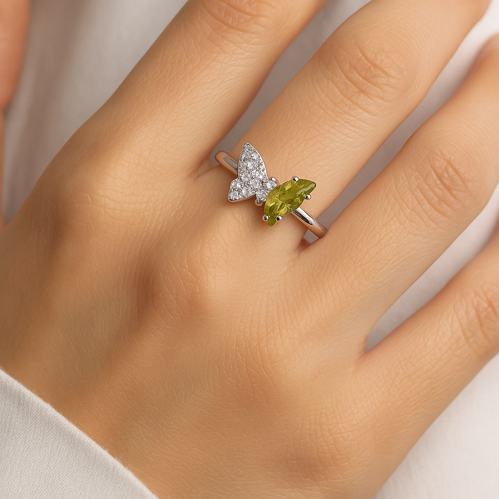 Jade Glow Butterfly Ring