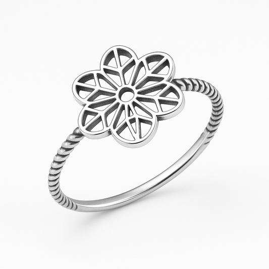 Antique Floral Oxidized Ring - MIOR JEWELS