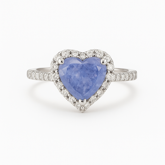 Blue Heart Ice Solitaire Ring - MIOR JEWELS