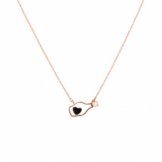 Encased Heart Rose Gold Chain Pendant - MIOR JEWELS