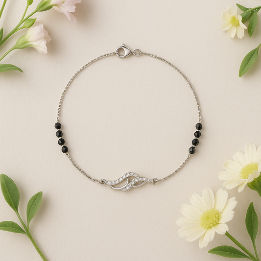 Smooth Wave Black Beads Bracelet - MIOR JEWELS