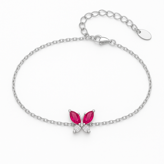 Crimson Flutter Set  with Ring, Chain Pendant, Earrings and Bracelet Set