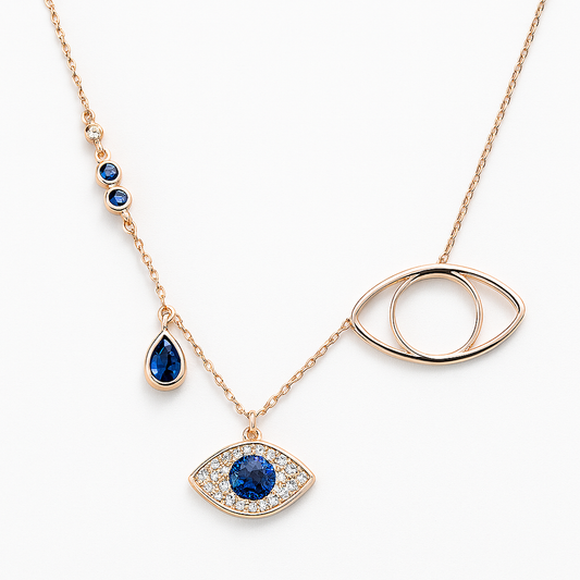 Evil Eye Rose Gold Chain Pendant - MIOR JEWELS