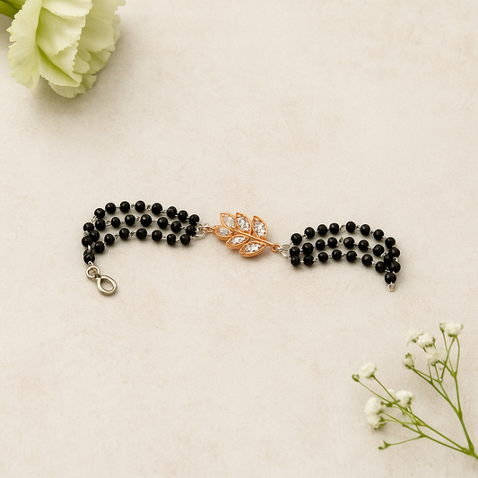 Leafy Glint Rose Gold Nazaria Triple Layered Bracelet - MIOR JEWELS