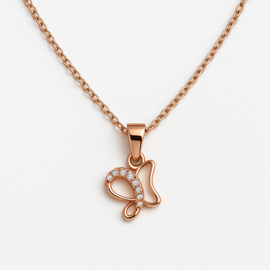 Delicate Wings Rose Gold Chain Pendant - MIOR JEWELS