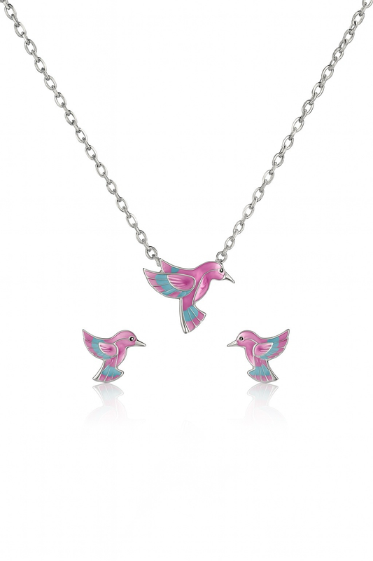 Azure Wings Chain Pendant and Earrings Set