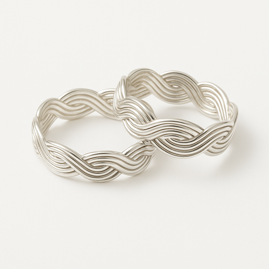 Tidal Twist Toe Ring Pair
