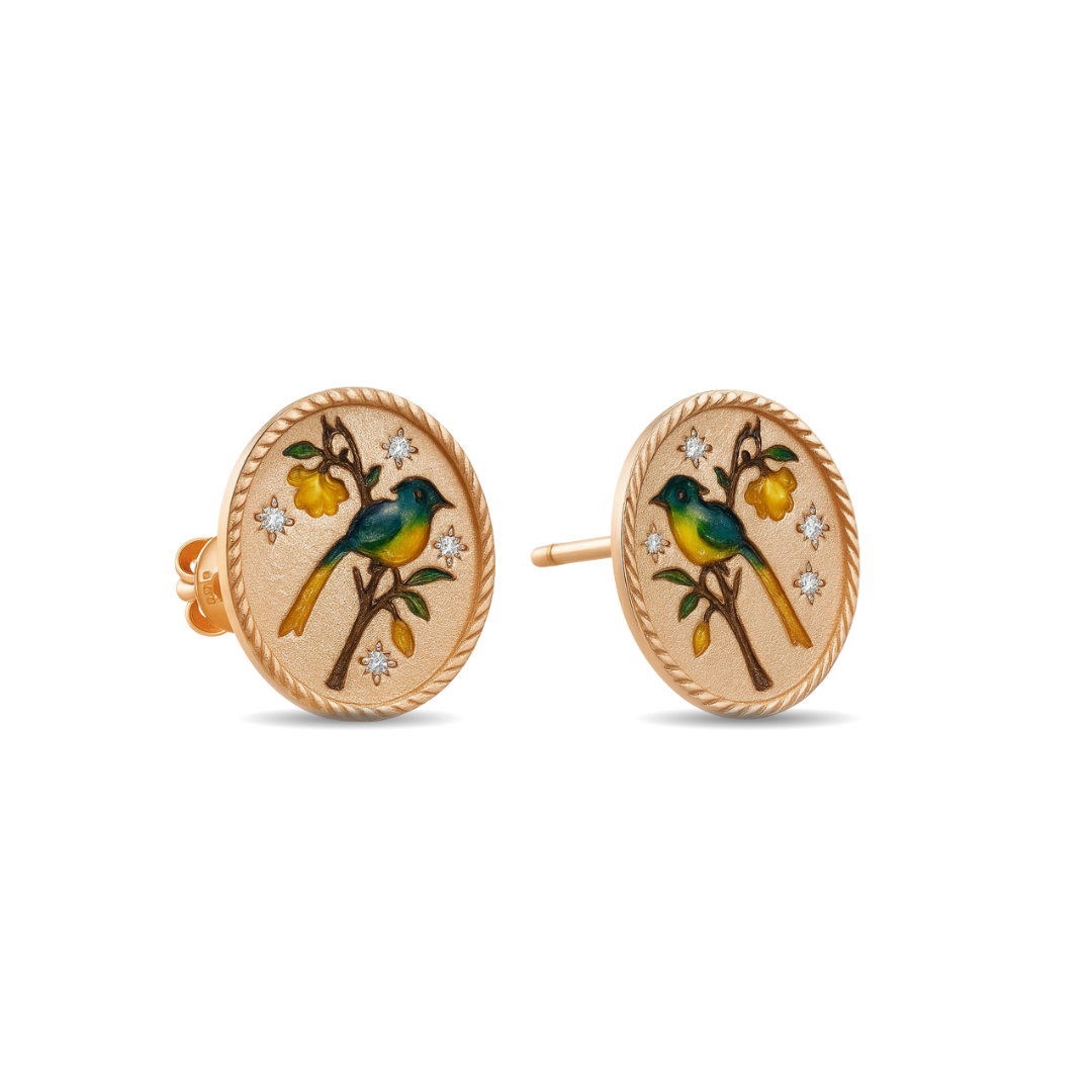 Songbird Medallion Chain Pendant and Earrings Set