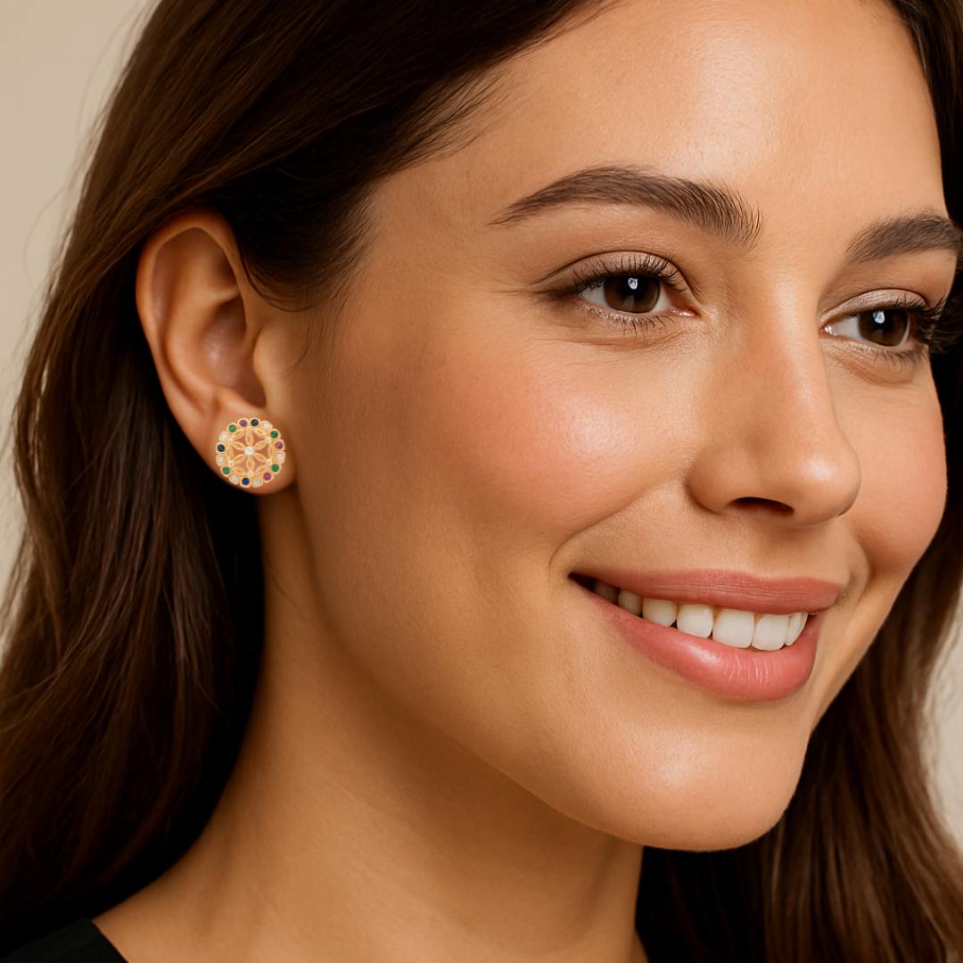 Regal Rose Gold Blooms Earring