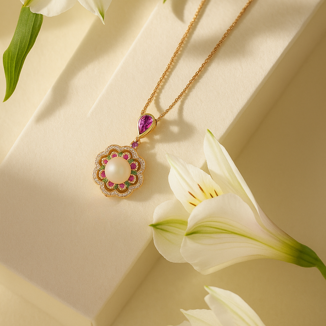 Royal Pearl Rose Gold Chain Pendant