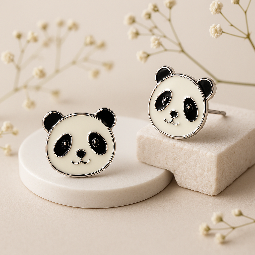 Enamel Panda Studs - MIOR JEWELS