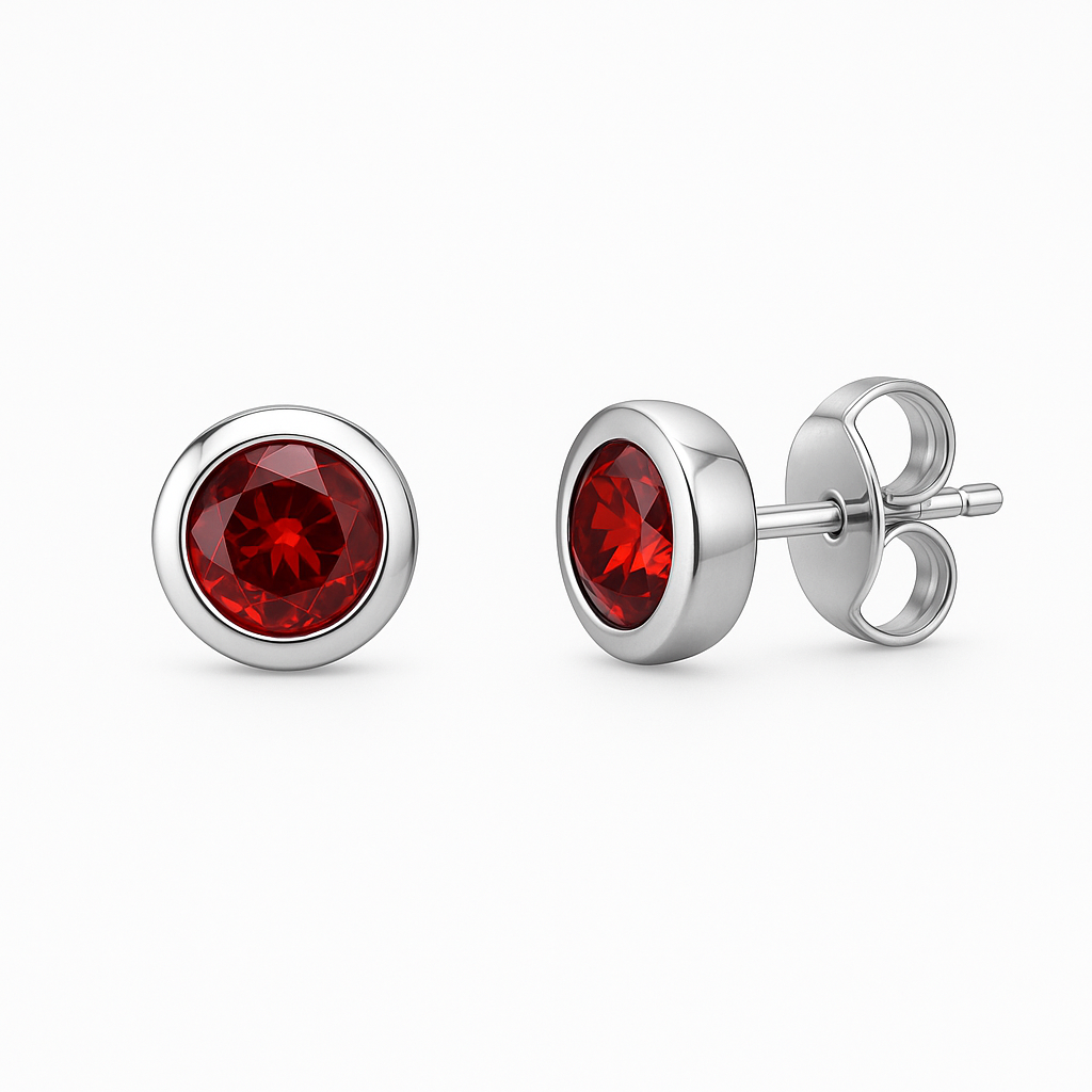 Classic Ruby Silver Studs